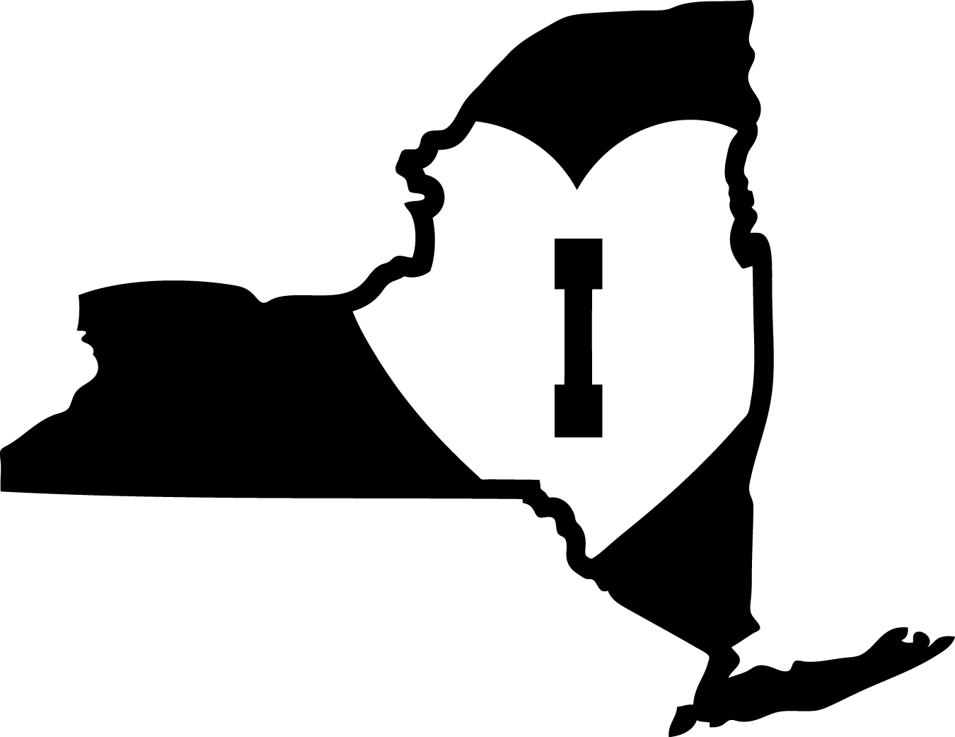 I Heart Ny State Outline [ny11] - Outline Of New York Colony Clipart (1350x1041), Png Download