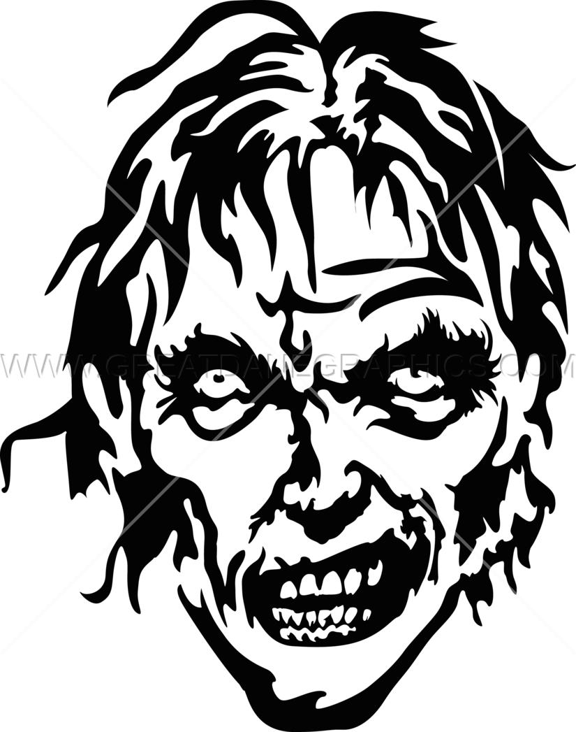 Head Clipart Zombie - Zombie Head Clipart Black And White - Png Download (825x1047), Png Download