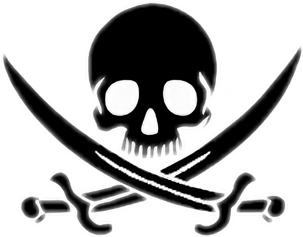 #ftestickers #pirate #skull #sword #pirate - Jolly Roger Png Clipart (1024x802), Png Download