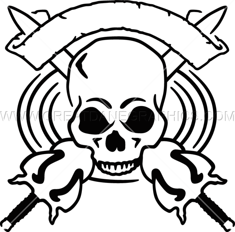 Swords Production Ready Artwork - Sword With Skull Art Clipart (825x814), Png Download