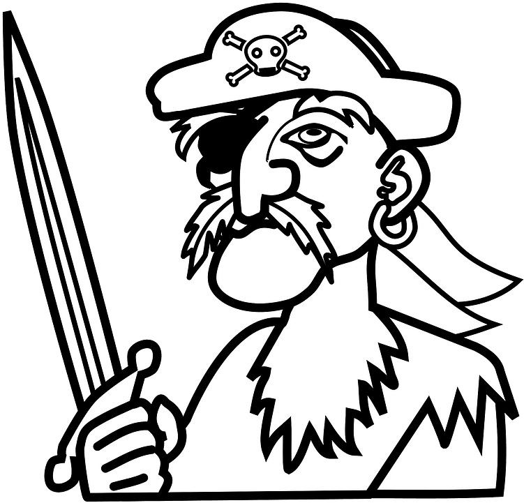 Pirate Clipart - Pirate Line Art - Png Download (800x765), Png Download