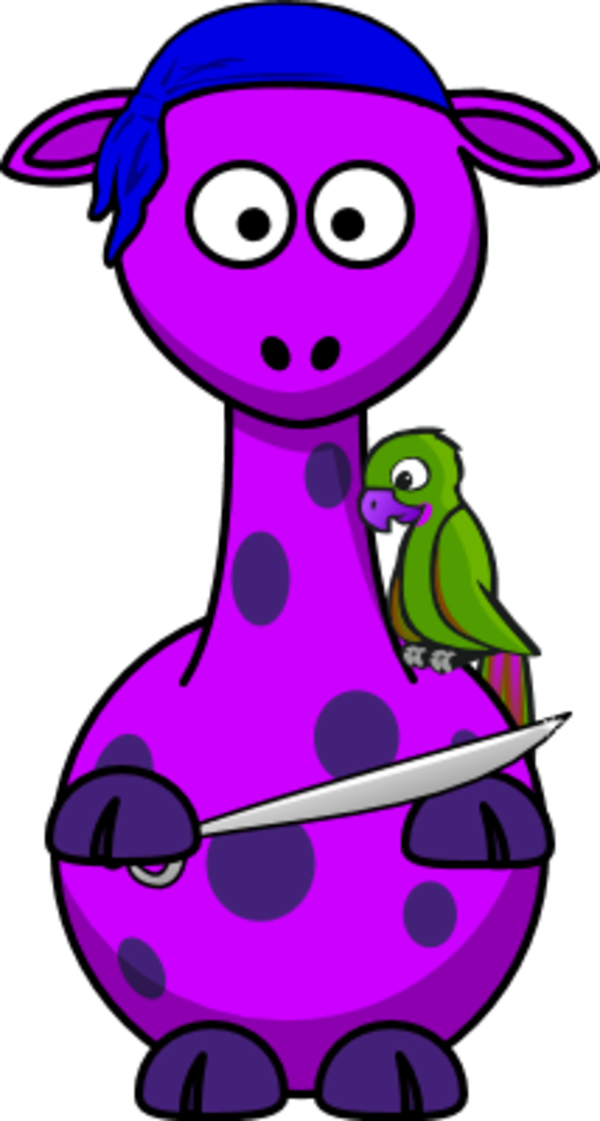 Pirate Sword Giraffe - Clip Art Giraffe Purple - Png Download (600x1121), Png Download