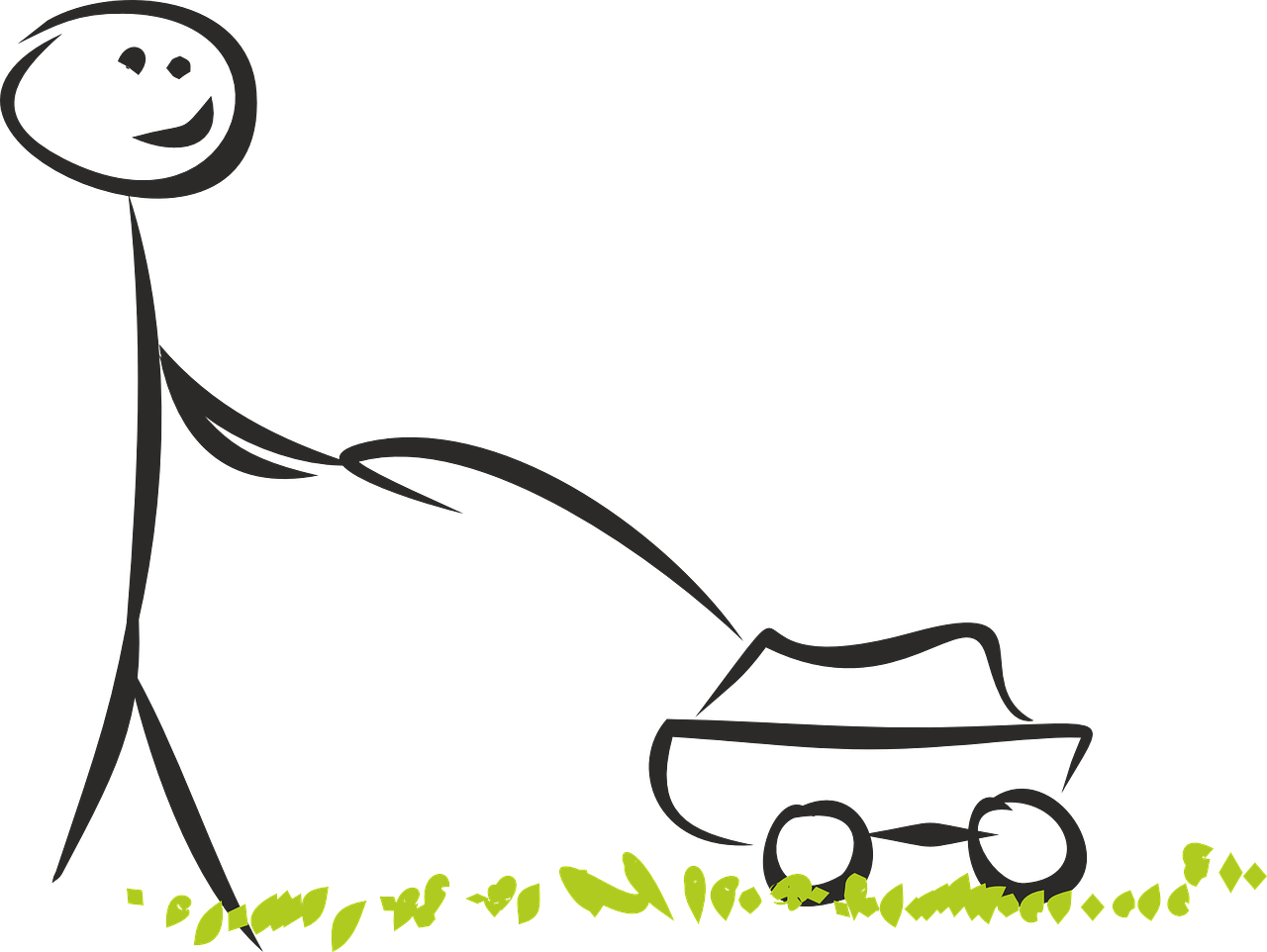 Stick Figure Mowing A Lawn Clipart (1280x962), Png Download