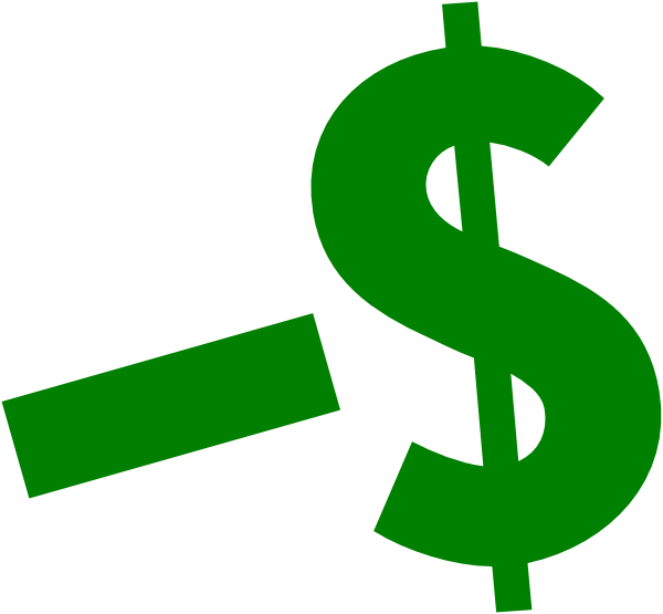 Money Sign With Minus Clipart (600x555), Png Download