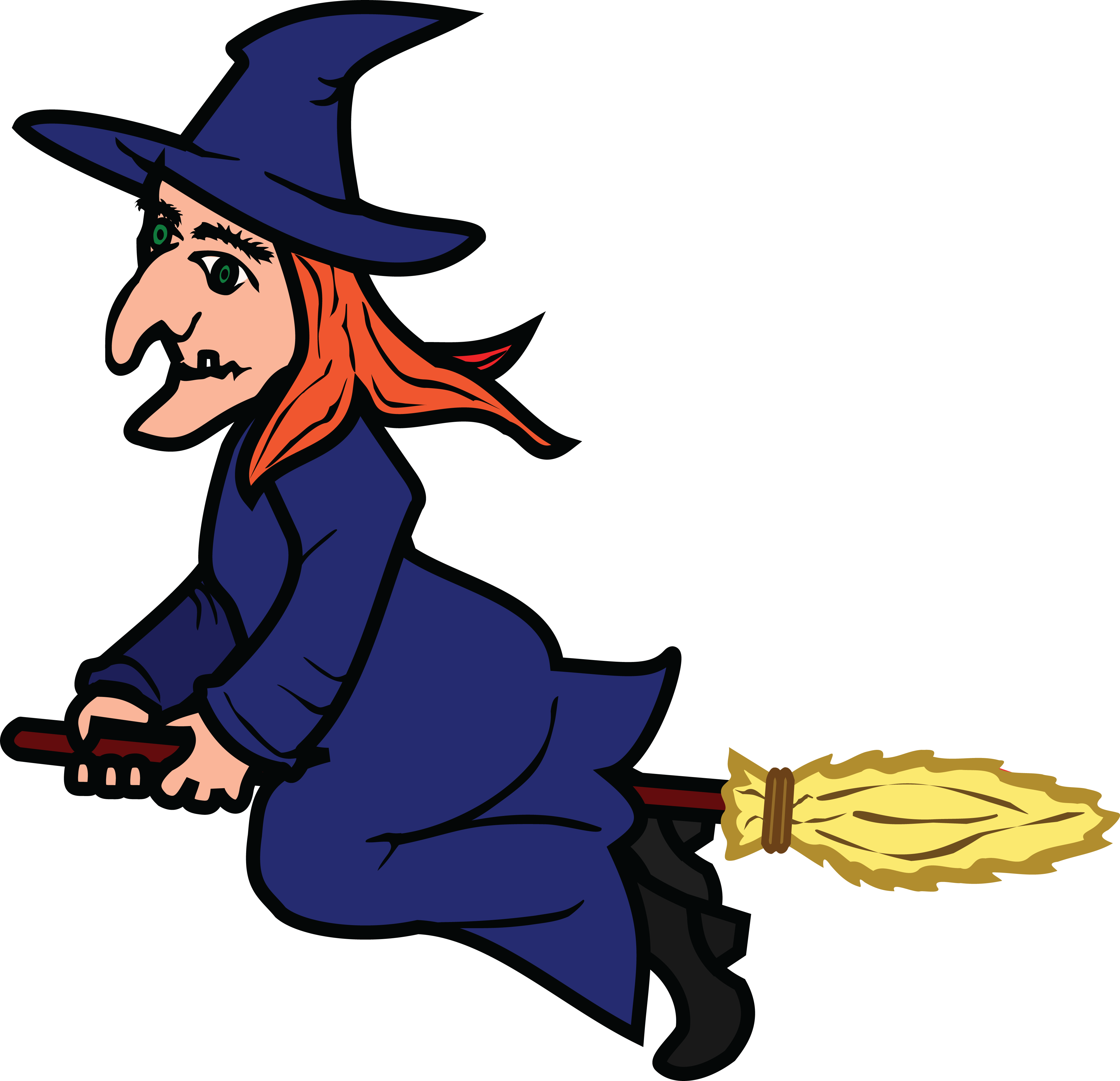 Free Witch On A Broomstick Clipart, Download Free Clip - Flying Witch Clipart - Png Download (4000x3862), Png Download