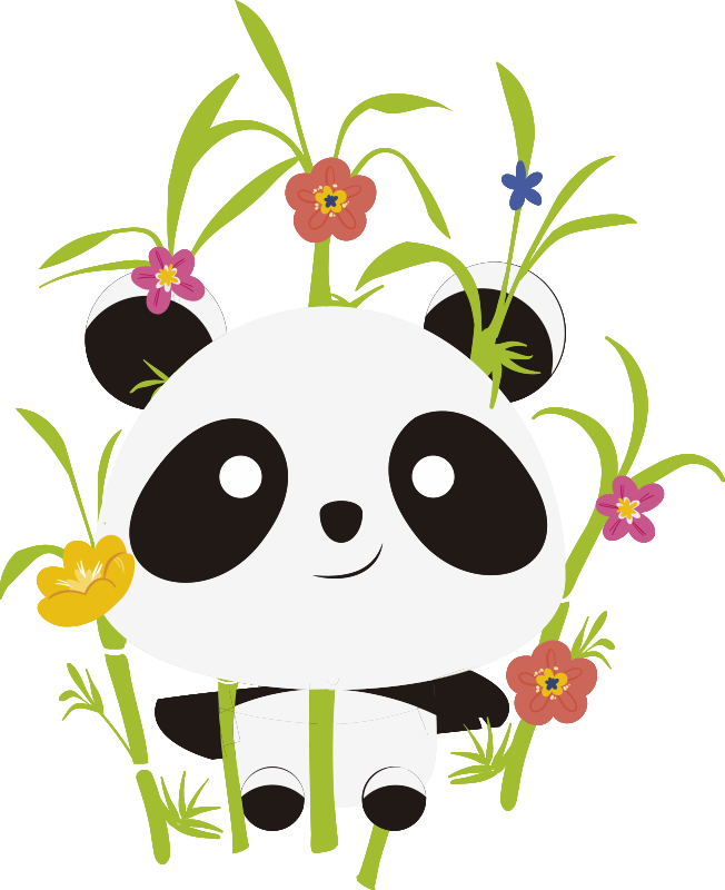 Pandas Blooming Trees Wild Animal Sticker - Cartoon Clipart (652x800), Png Download