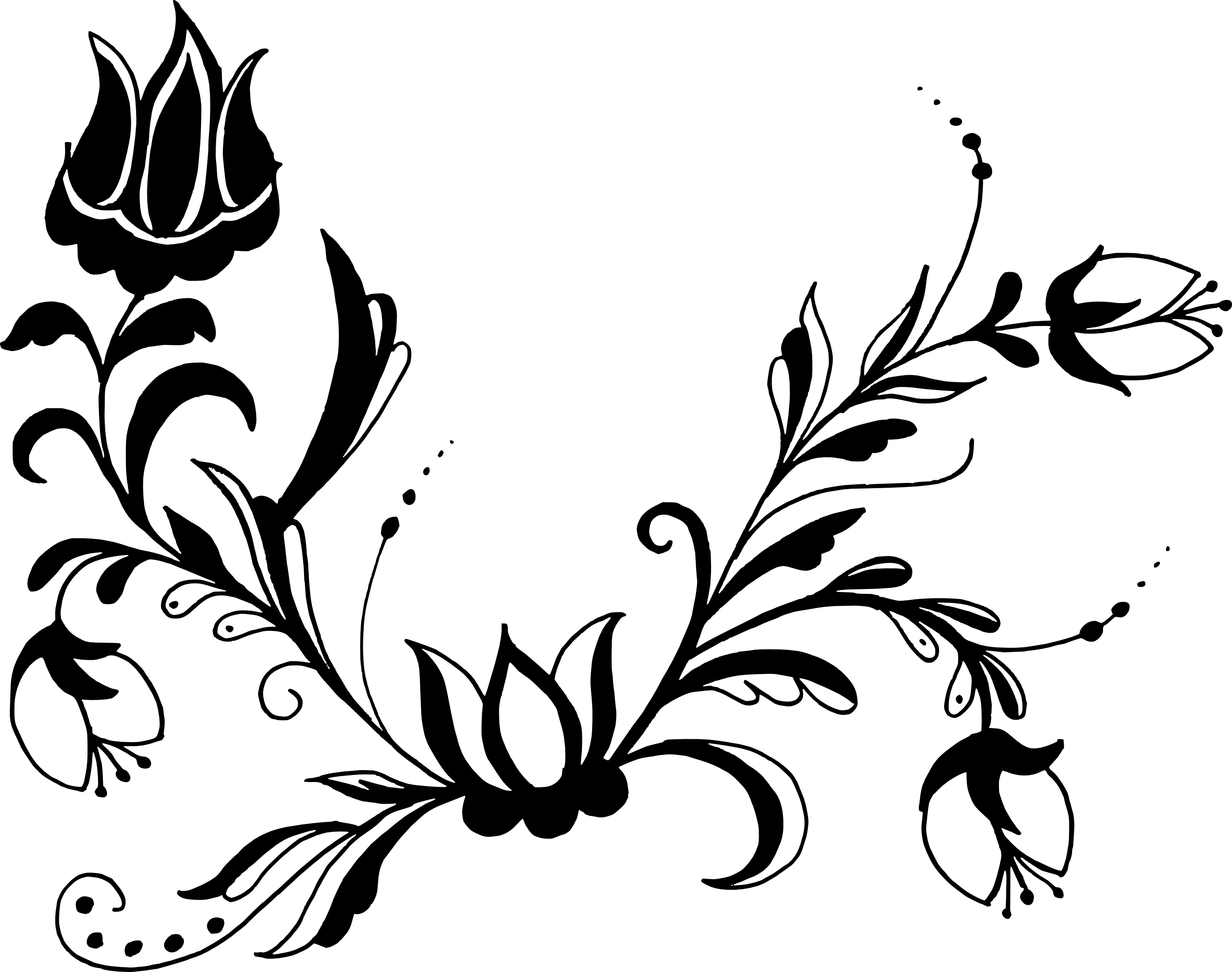 Art Corner Flower Black And White Clipart (2788x2200), Png Download