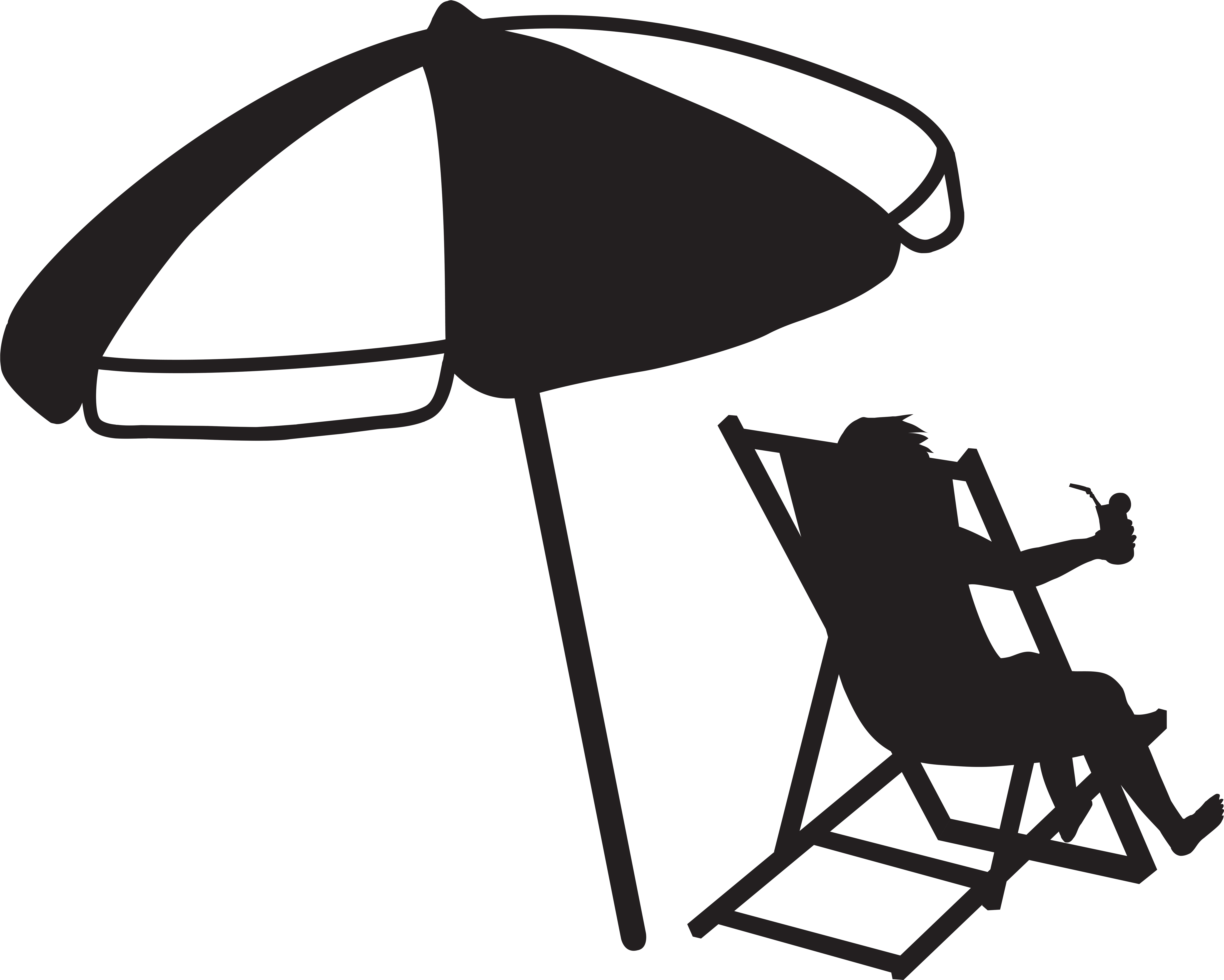 Sun Umbrella Beach Umbrella Clipart Black And White - Black And White Beach Umbrella Clipart - Png Download (7000x5605), Png Download