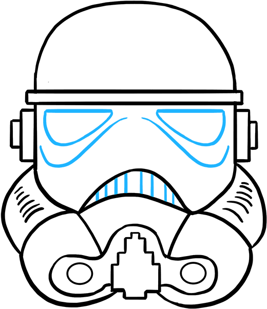 How To Draw A Stormtrooper Helmet Really Easy Drawing - Storm Trooper Drawing Clipart (680x678), Png Download