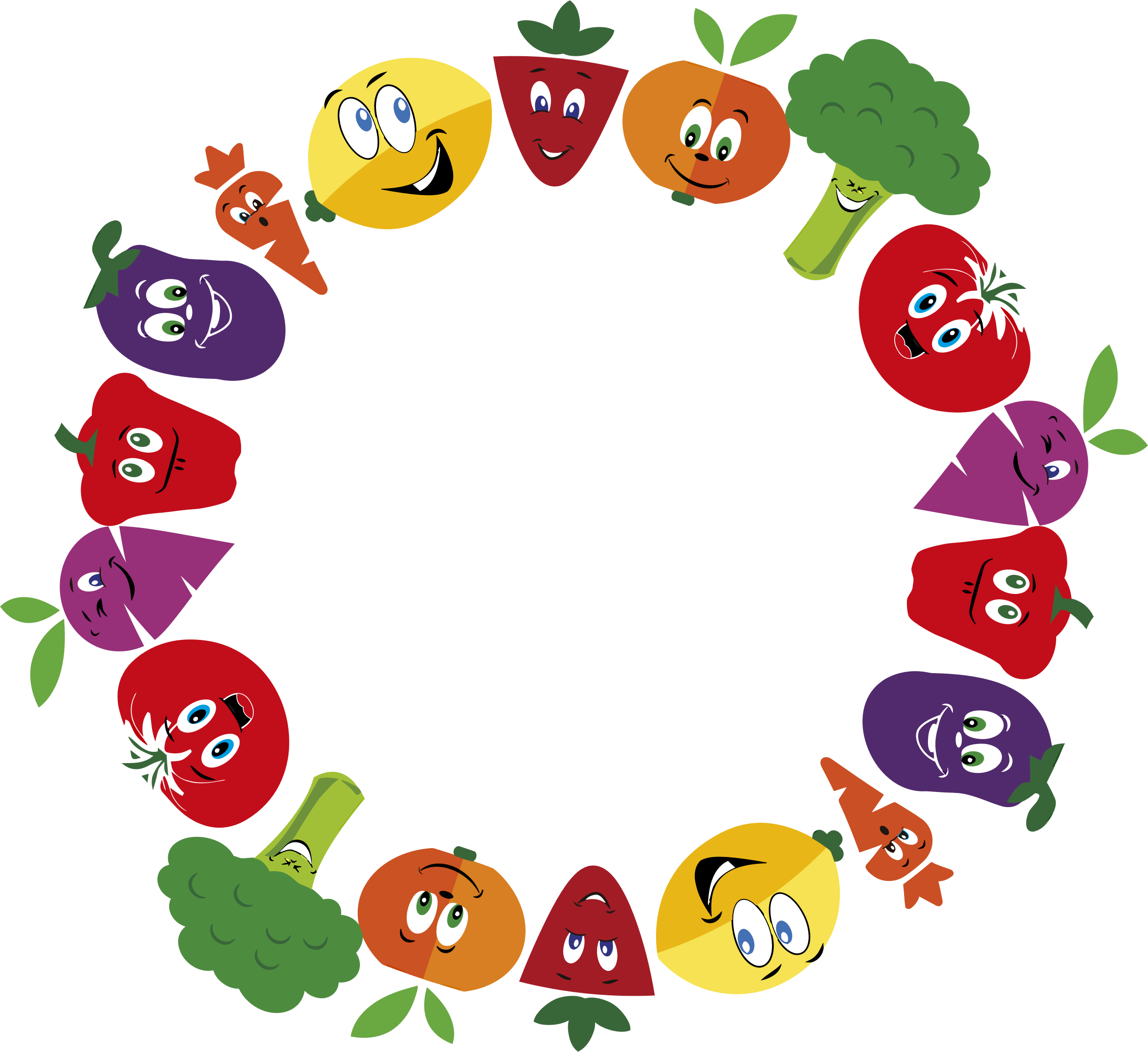 Vector Vegetables Frame - Border Fruit & Vegetables Clipart (2348x2152), Png Download
