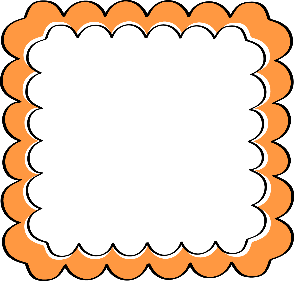 Orange Scalloped Frame - Clip Art - Png Download (1222x1168), Png Download