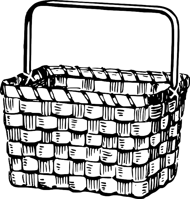 Basket, Woven, Natural, Ecological - Basket Black And White Clipart - Png Download (613x640), Png Download