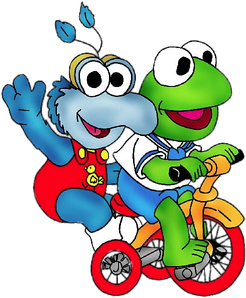 Kermit And Gonzo On Tricycle - Muppet Babies Coloring Pages Clipart (600x600), Png Download