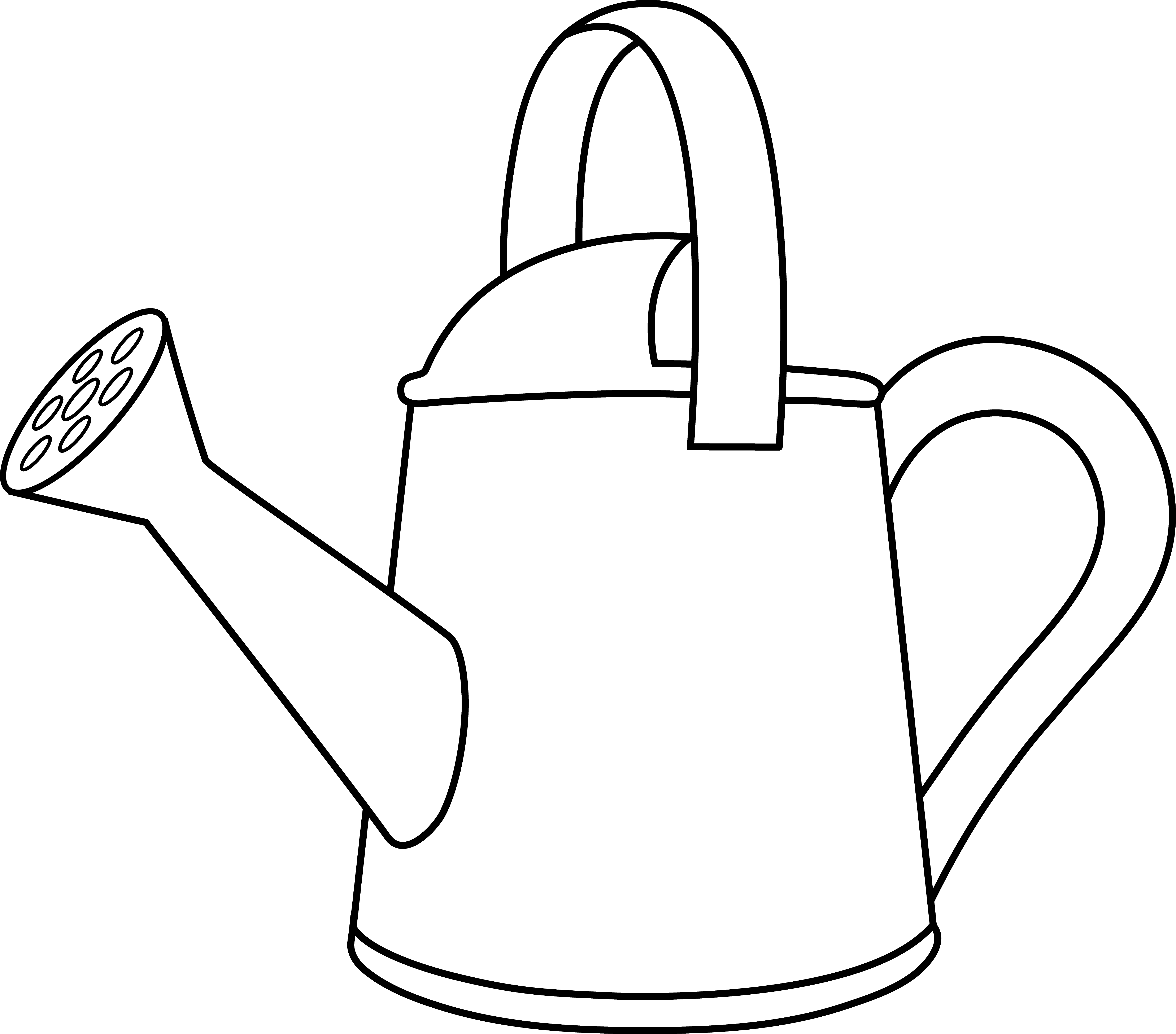Watering Can Lineart To Color In Cricut And Canning, - Outline Image Of Water Can Clipart (5610x4934), Png Download