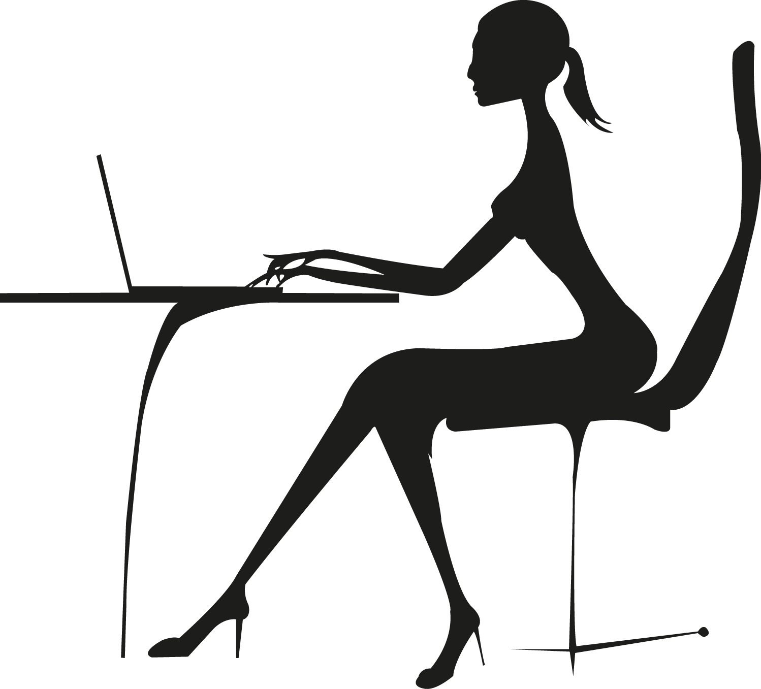 Thumb Image - Silhouette Office Girl Clipart (1498x1357), Png Download