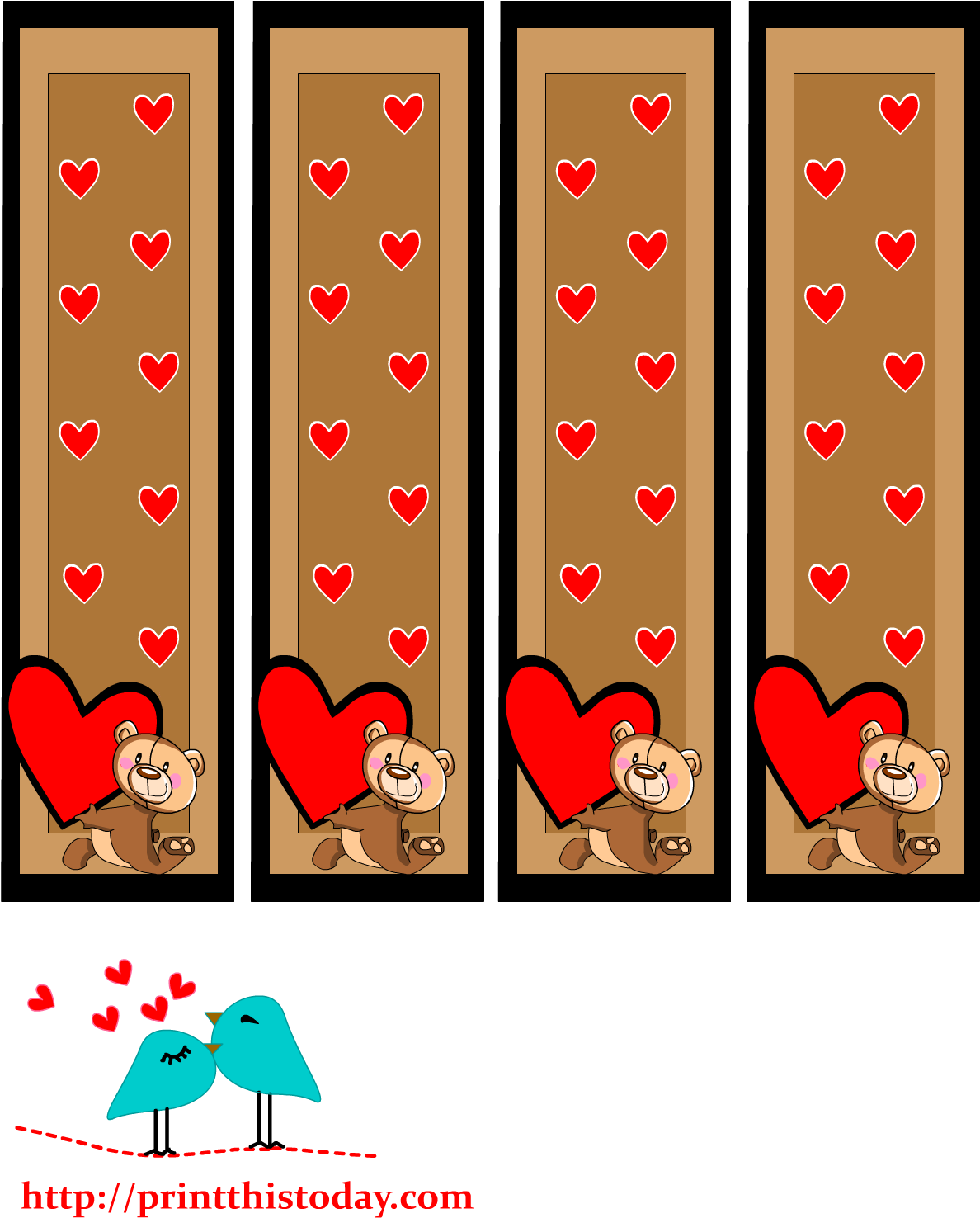 Bookmarks Featuring Teddy Bear And Hearts - Cute Tag Clipart Bookmarks - Png Download (1275x1650), Png Download