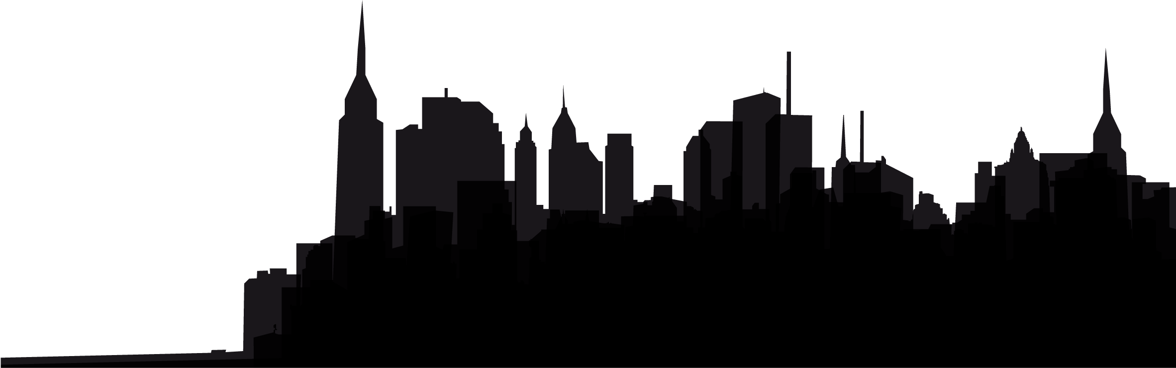 New York City Black And White Skyline Monochrome Photography - Ciudad Blanco Y Negro Silueta Png Clipart (3270x739), Png Download
