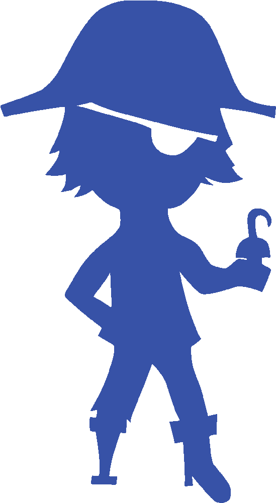 Silhouette Sticker Wall Decal Pirate Window - Cartoon Pirate Silhouette Png Clipart (1000x1000), Png Download