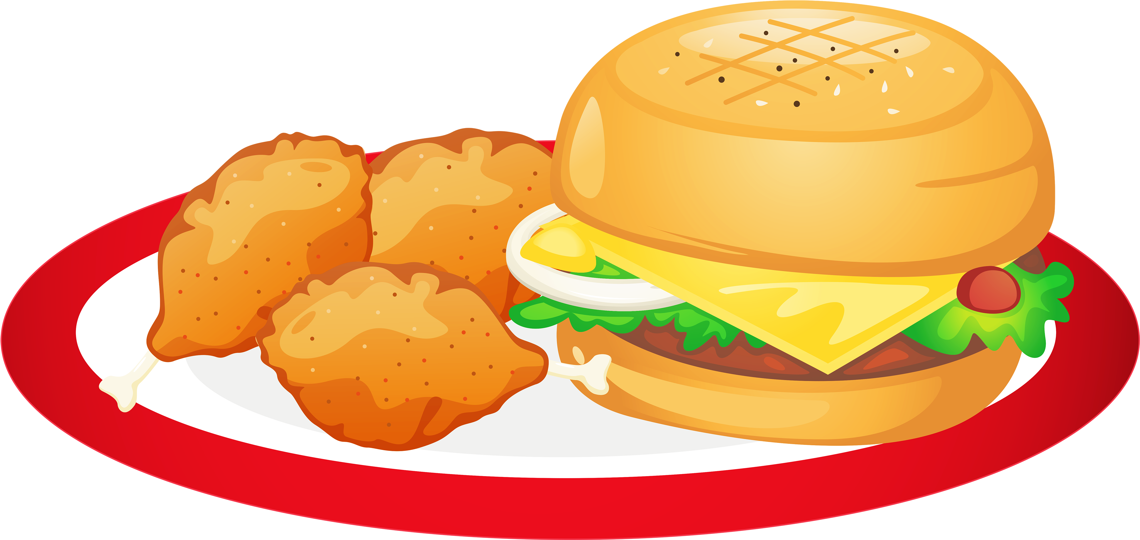 Clip Art Food On Plate - Png Download (4000x2009), Png Download