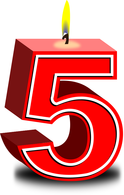 Transparent Birthday Area Line Symbol Clipart For Occasions - Number 5 Candle Png (511x800), Png Download