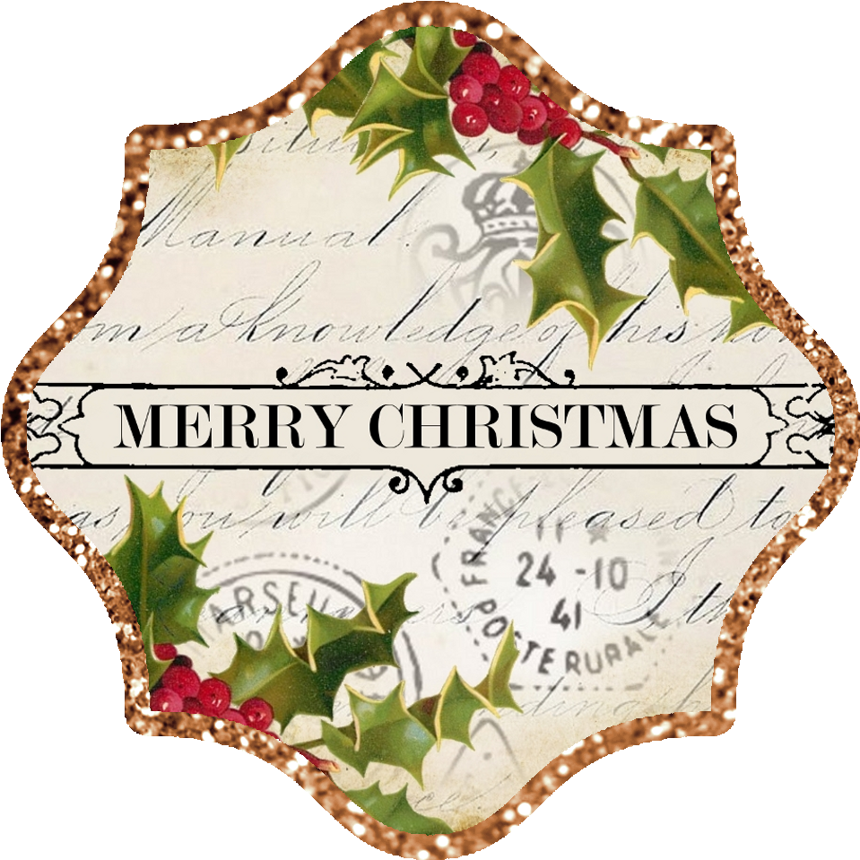 Transparent Merry Christmas Gold Png - Free Clip Art Merry Christmas Vintage (959x959), Png Download