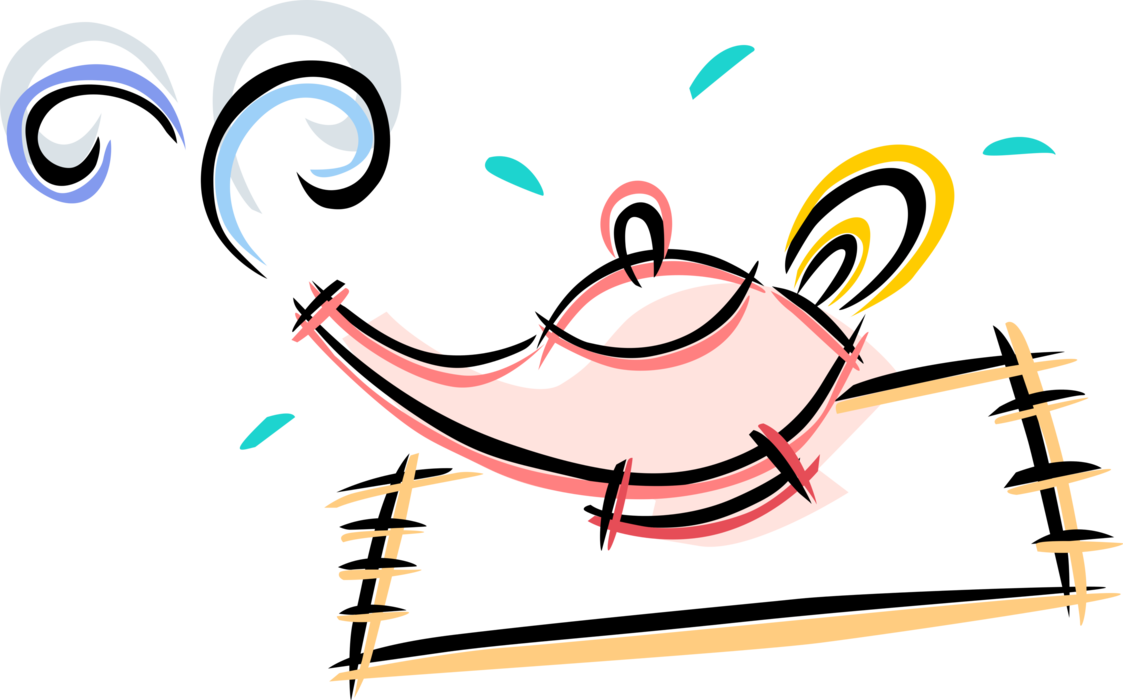 Vector Illustration Of Aladdin"s Magic Lamp Conjures - Vector Graphics Clipart (1123x700), Png Download