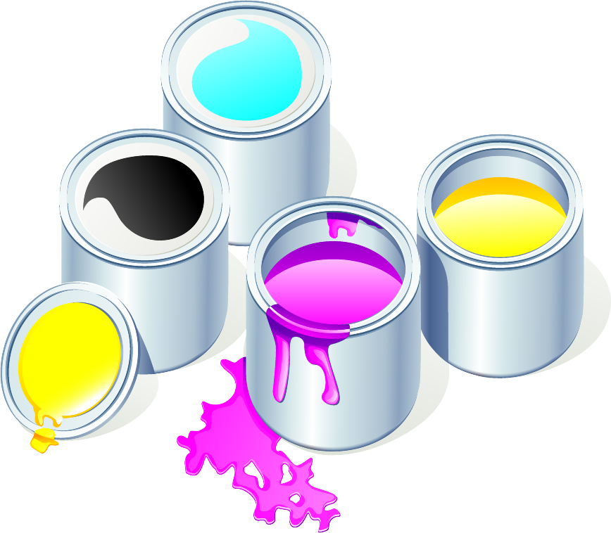 Commercial Print Services - Color Paint Cans Png Clipart (868x758), Png Download