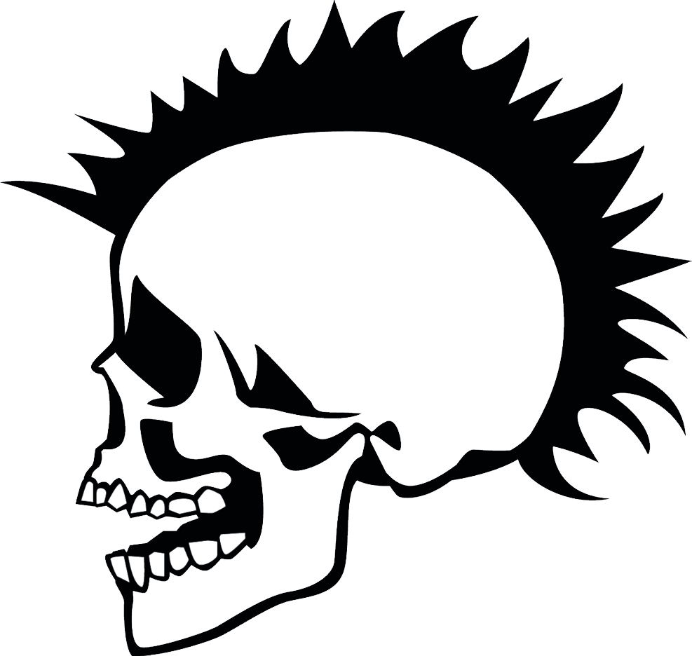 Punk Hair Skull Png - Skull With Brain Vector Clipart (987x936), Png Download
