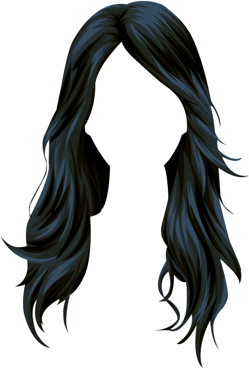 Wig Stardoll Long Hair Vector Black Clipart - Black Hair Clipart - Png Download (589x812), Png Download