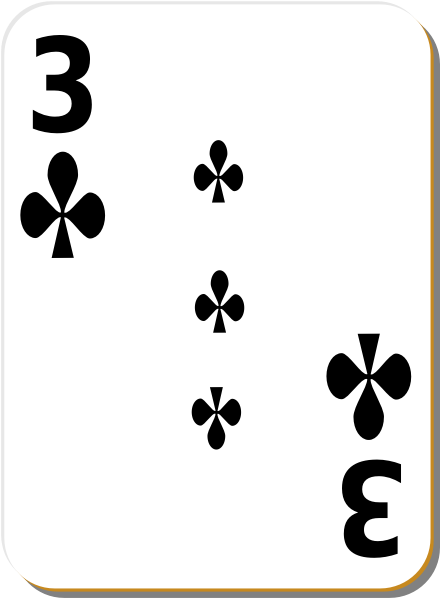 Three Of Clubs Vector Image - Playing Cards Clipart Black And White - Png Download (600x600), Png Download