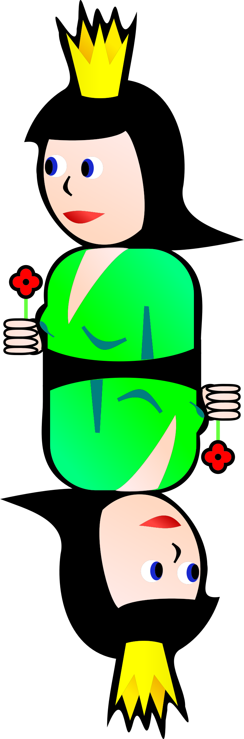 Double Queen Of Clubs Clip Arts - Queen Clipart - Png Download (794x2400), Png Download