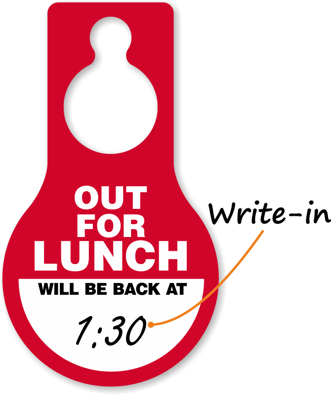 Sorry Clipart Lunch - Out For Lunch Signage - Png Download (670x800), Png Download