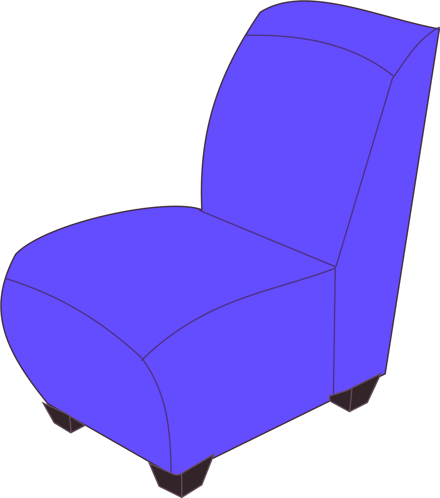 Blue Armless Chair Clipart (528x597), Png Download