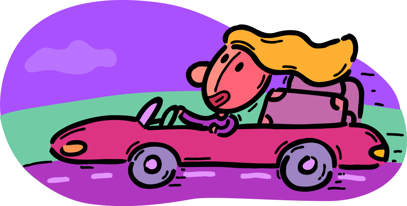 Vector Illustration Of Holiday Vacation Motorist Driver - Clipart Donna Al Volante - Png Download (1384x700), Png Download