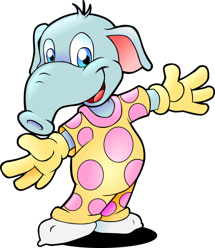 Free Cartoon Elephant Wearing Pajama Clip Art - Cartoon Animal In Pajamas - Png Download (693x800), Png Download