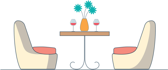 Cafe Restaurant Vector Interiors - Restaurant Interior Vector Png Clipart (640x640), Png Download