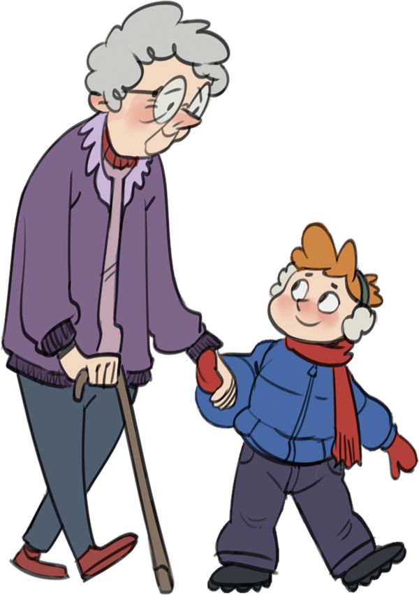 Transparent Wonder Woman Crown Png - Cartoon Elderly With Young Clipart (600x851), Png Download