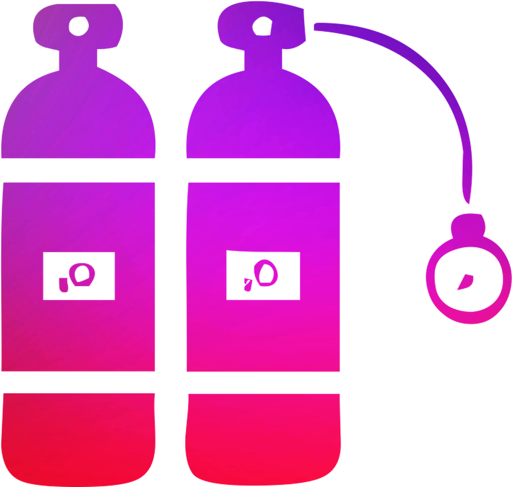 Underwater Cylinder Set Icons Computer Diving Scuba - O2 Cylinder Icon Clipart (1300x1300), Png Download