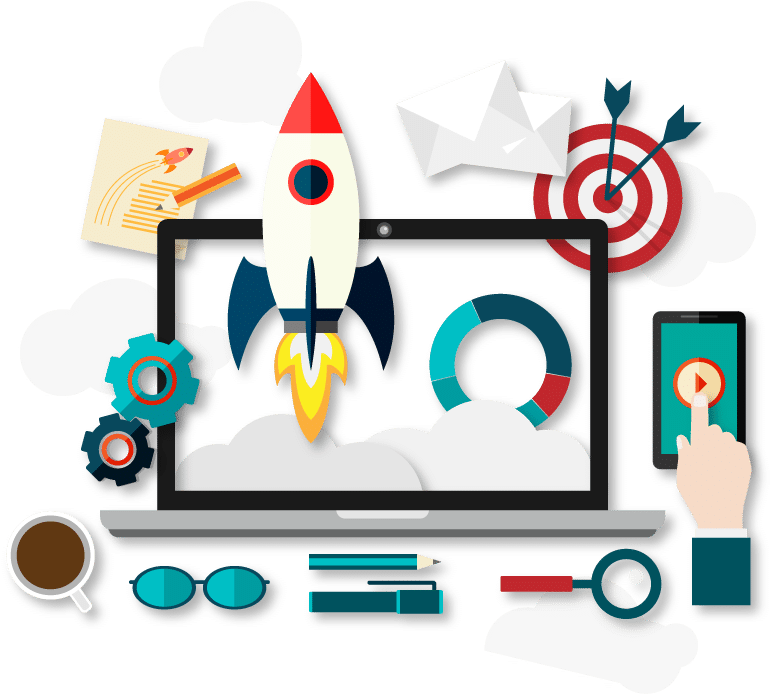 Startup Job At Ruddy Internship Marketing - Marketing Digital Vector Png Clipart (770x694), Png Download