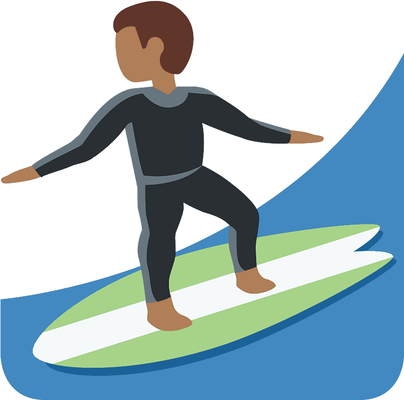 Man Surfing Emoji Clipart - Dibujos Faciles De Deportes Acuáticos - Png Download (800x800), Png Download