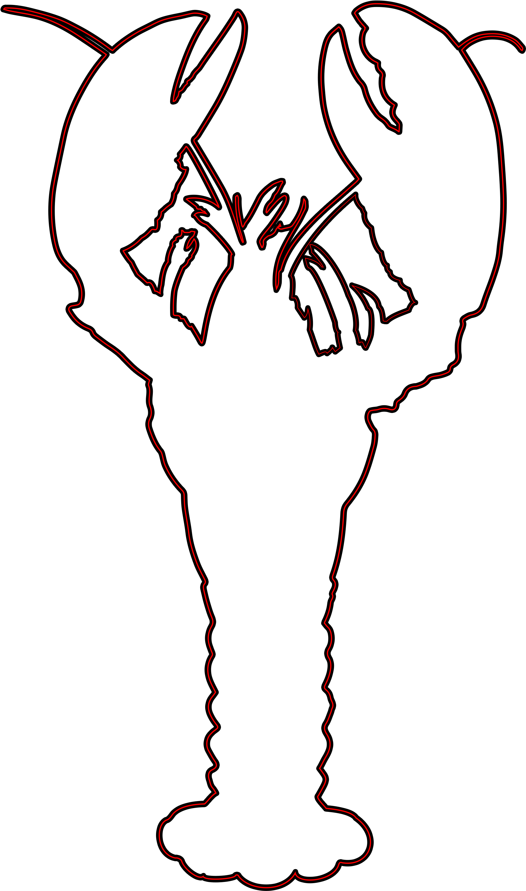 Lobster Outline Outline Of Lobster Clipart 2 - Lobster Outline Clipart - Png Download (1827x3096), Png Download