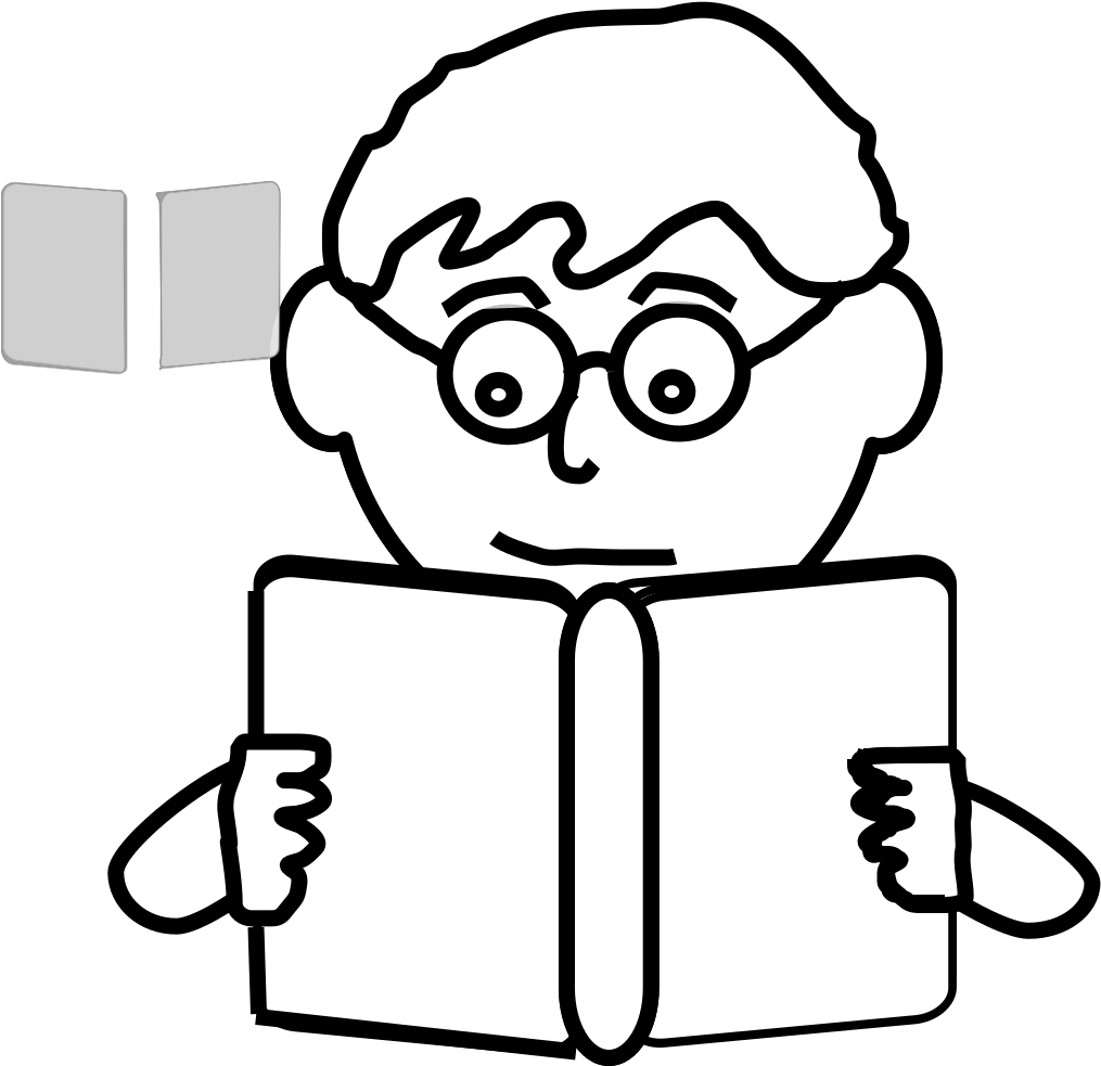 Boy Reading Clipart Black And White - Png Download (1600x1600), Png Download