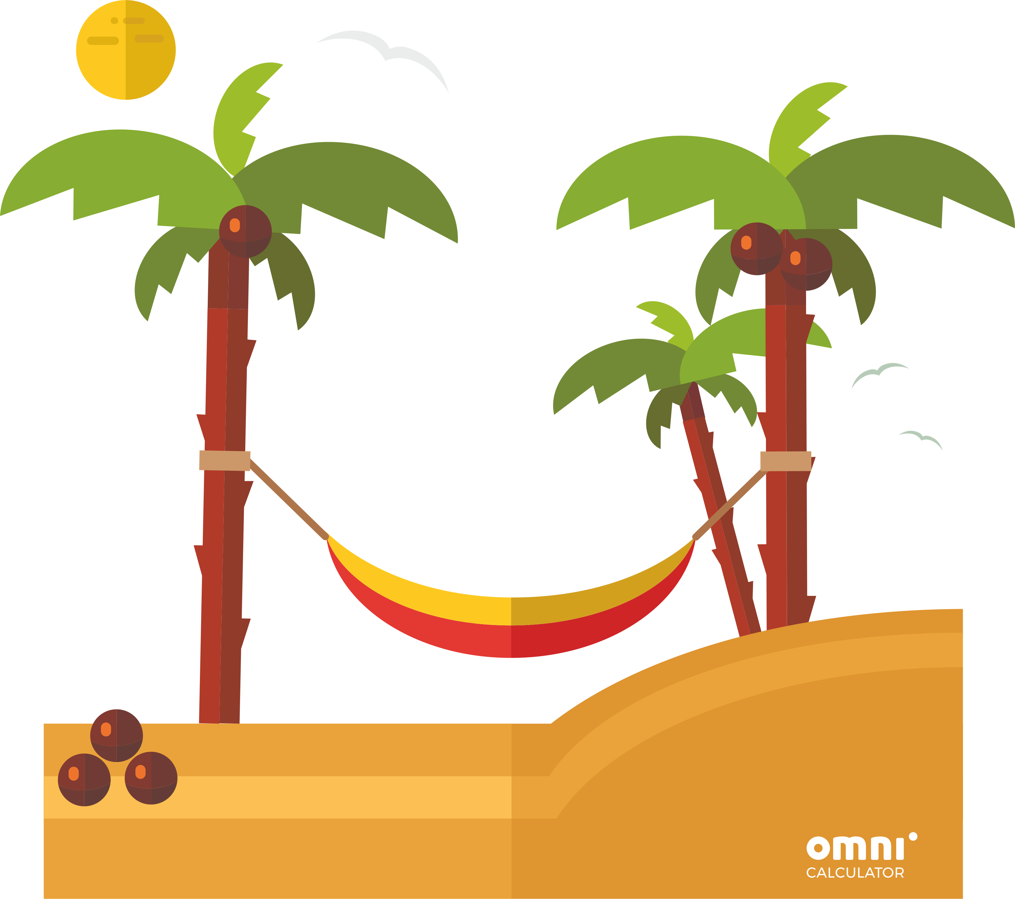 Hammock Image With Uneven Ground - Distance Between Trees For Hammock Clipart (3513x3111), Png Download