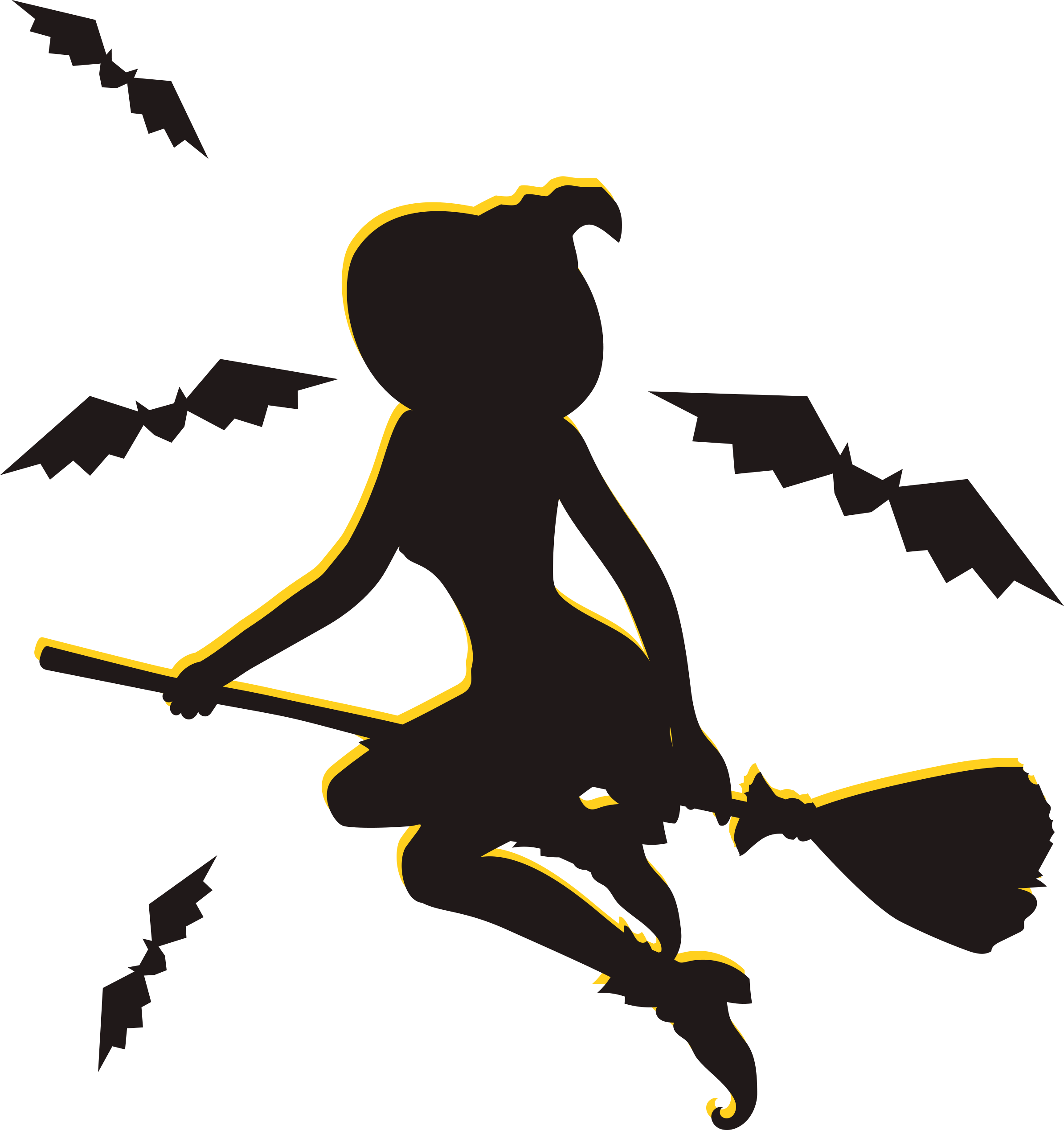 Halloween Witch Poster - Flying Sister Vector Clipart (2388x2535), Png Download