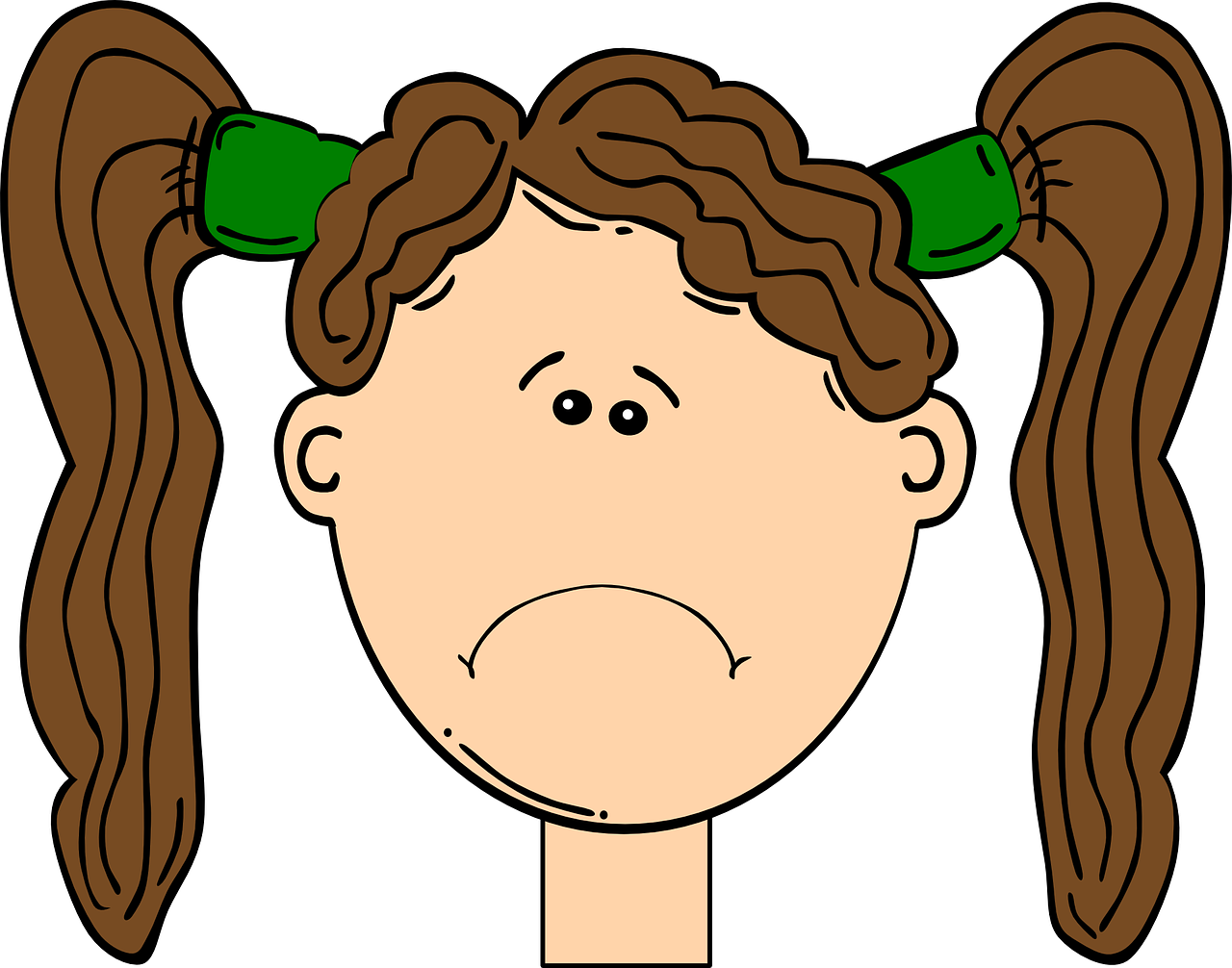 Transparent Happy And Sad Clipart - Girl Face Png Cartoon (1280x1006), Png Download