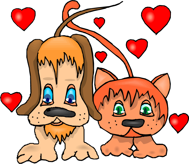 365 Days Of Fun In Marriage - Cat And Dog In The Heart Png Clipart (750x653), Png Download