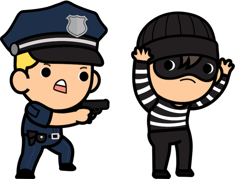 Cartoon Police And Thief Clipart (800x609), Png Download
