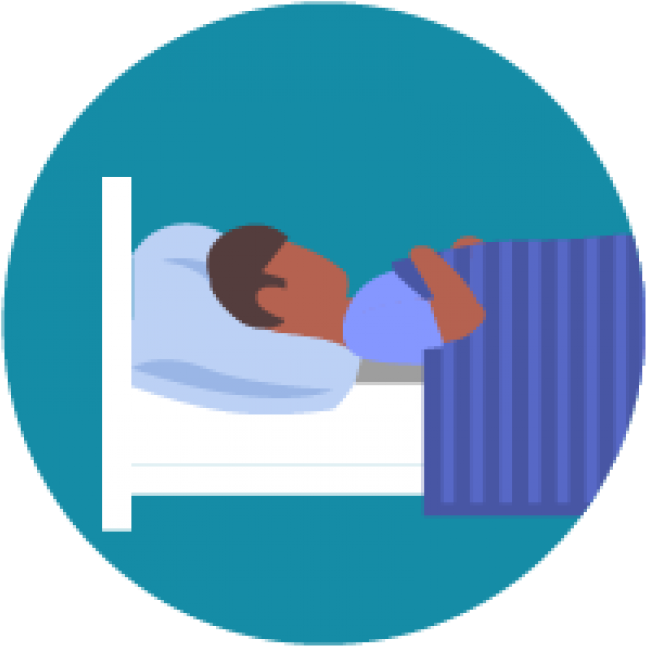 Icon Of A Sick Person In Bed - Covid 19 Cdc Guidelines Clipart (654x654), Png Download