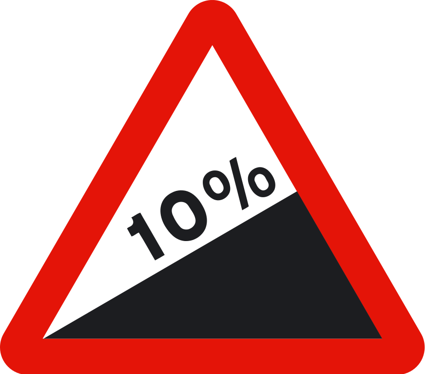 Spain Traffic Signal P16b - Steep Hill Upwards Sign Clipart (872x768), Png Download