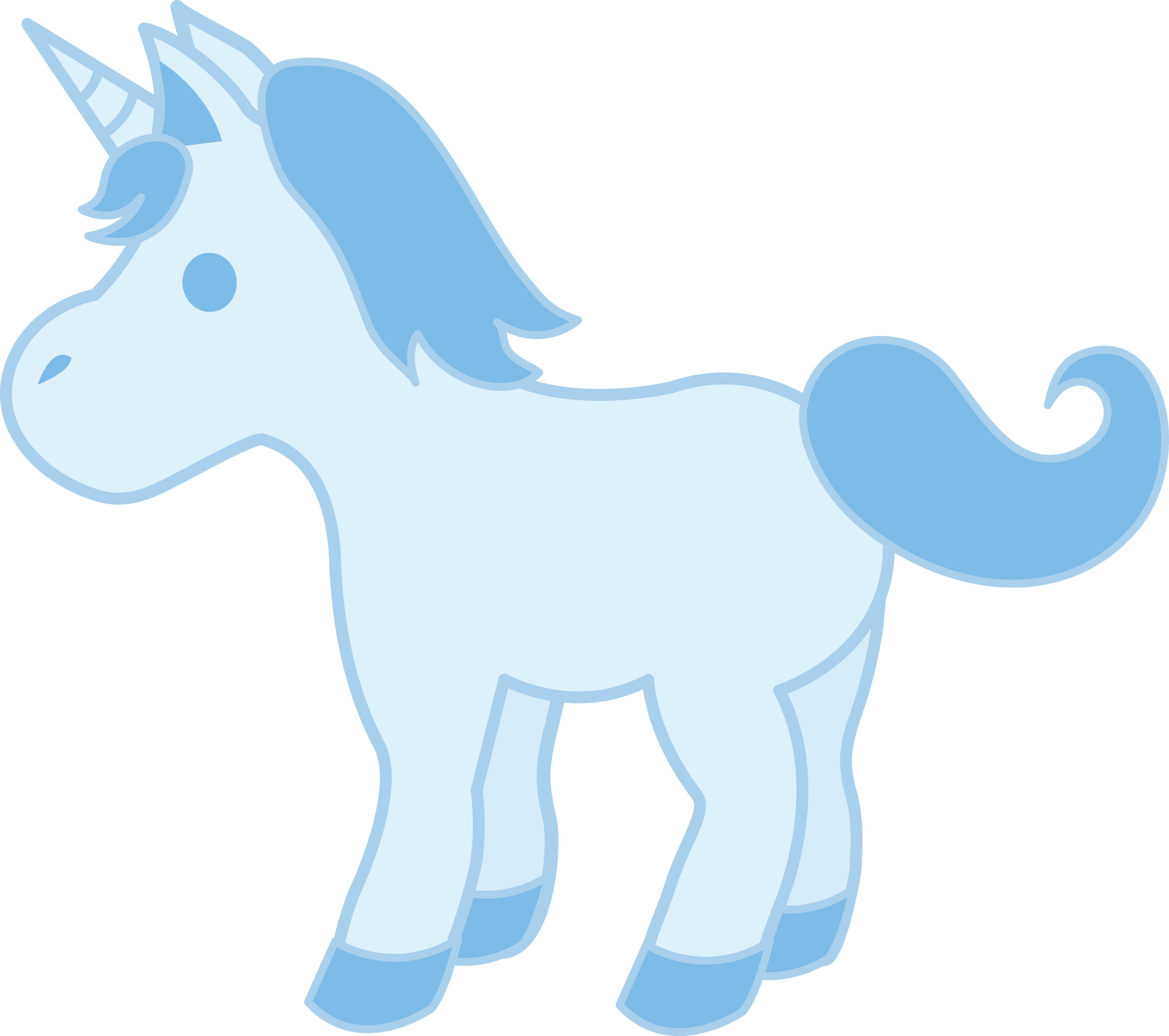 Cute Baby Blue Unicorn - Cute Unicorn W Blue Clipart (4926x4366), Png Download